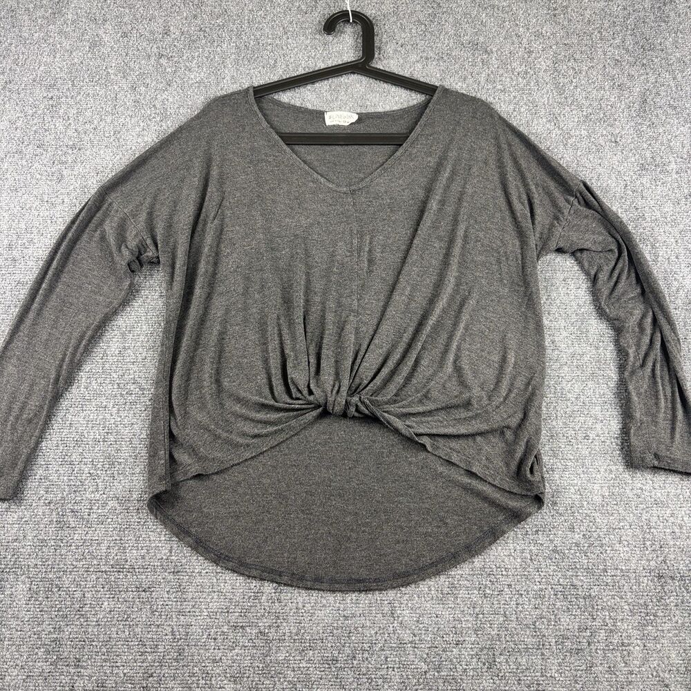 #LOVEWINS Shirt Womens M US M Gray Twist Knot V Neck Top